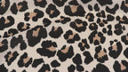 Cream Black & Tan Leopard Animal Print Linen Look Fabric