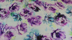 Lilac Purple Teal Watercolour Floral Woven Crepe Dress Fabric