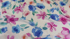 Pink Blue Watercolour Floral Woven Crepe Dress Fabric