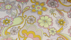 Retro Floral Print Stretch Satin Dress Fabric – Pink Yellow Lilac