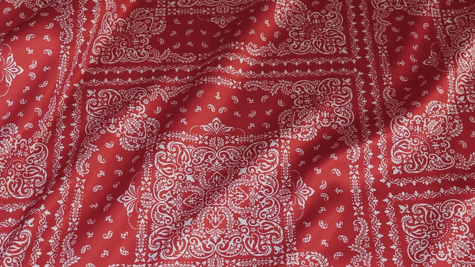Red Bandana Paisley Print Stretch Satin Dress Fabric
