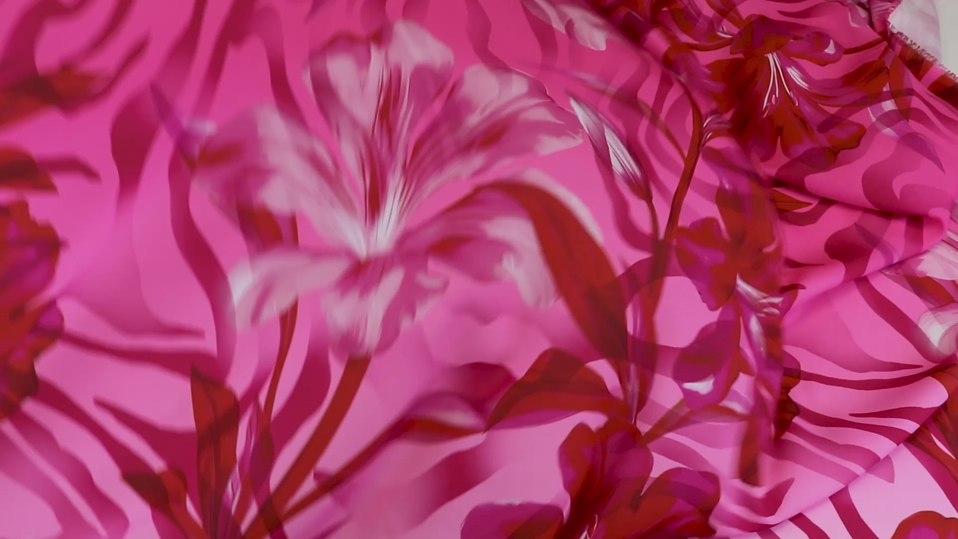 Pink Red Floral Zebra Print Woven Crepe Dress Fabric