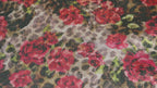 Brown Leopard & Red Rose Floral Print Stretch Sequin Fabric