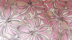 Pink Abstract Floral Print Stretch Satin Dress Fabric