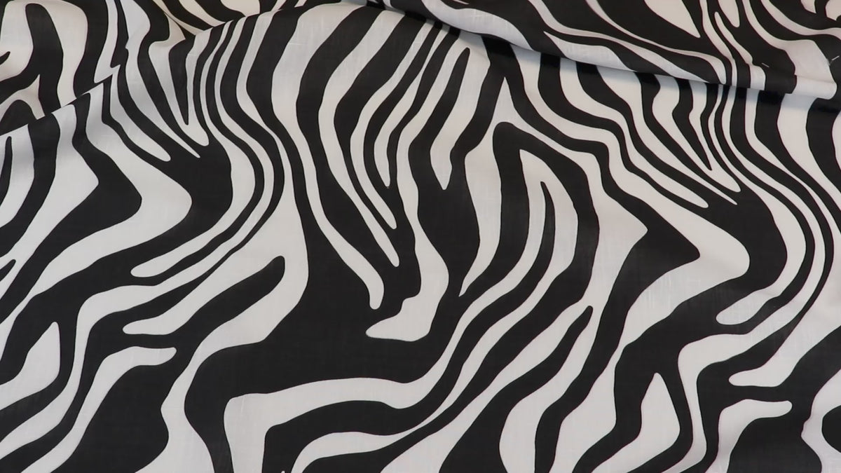 Black & White Zebra Animal Print Linen Look Fabric