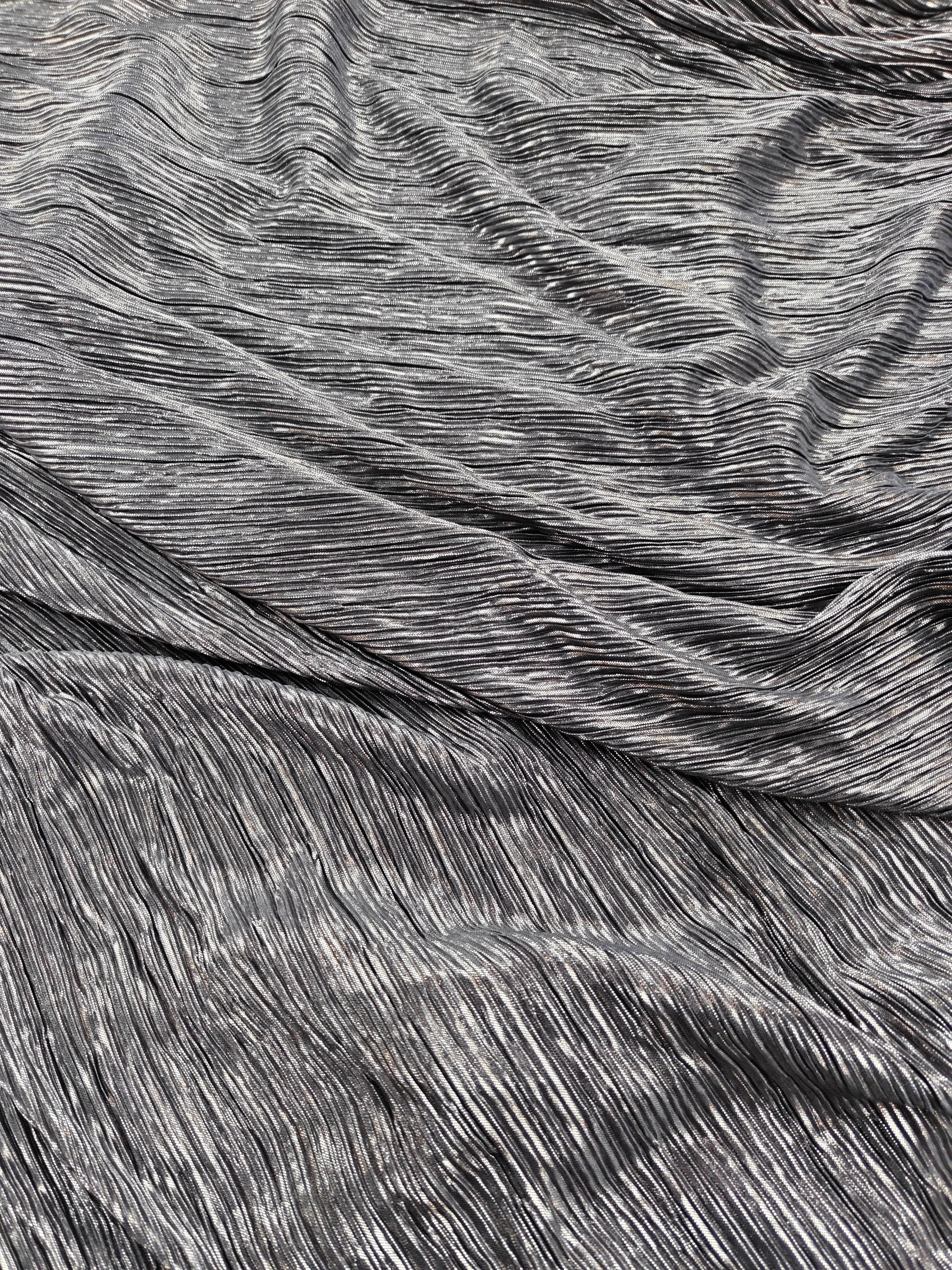 Grey Foil Plisse Fabric