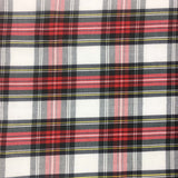 FS660_1 White Tartan Poly Cotton Fabric | Fabric | Check, drape, Fabric, fashion fabric, making, Poly, Poly Cotton, Red, rugby, sewing, Skirt, Squares, Tartan, XMAS | Fabric Styles