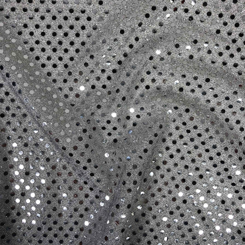 FS585_2 Silver Poly Jersey 3MM Sequins | Fabric | Black, Clubwear, drape, elastane, Fabric, fashion fabric, Foil, jersey, limited, making, Nylon, Pink, Poly Jersey, Polyester, purple, SALE, Sequins, sewing, Skirt, Stretchy | Fabric Styles