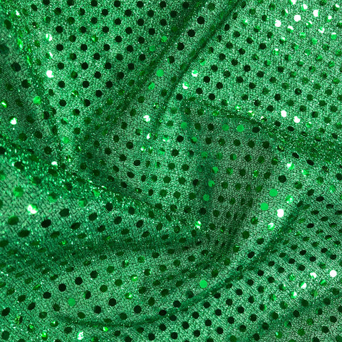 FS585_8 Emerald Poly Jersey 3mm Sequins | Fabric | Clubwear, drape, elastane, Fabric, fashion fabric, Foil, green, jersey, limited, making, Nylon, Poly Jersey, Polyester, SALE, Sequins, Sequins Foil, sewing, Skirt, Stretchy | Fabric Styles