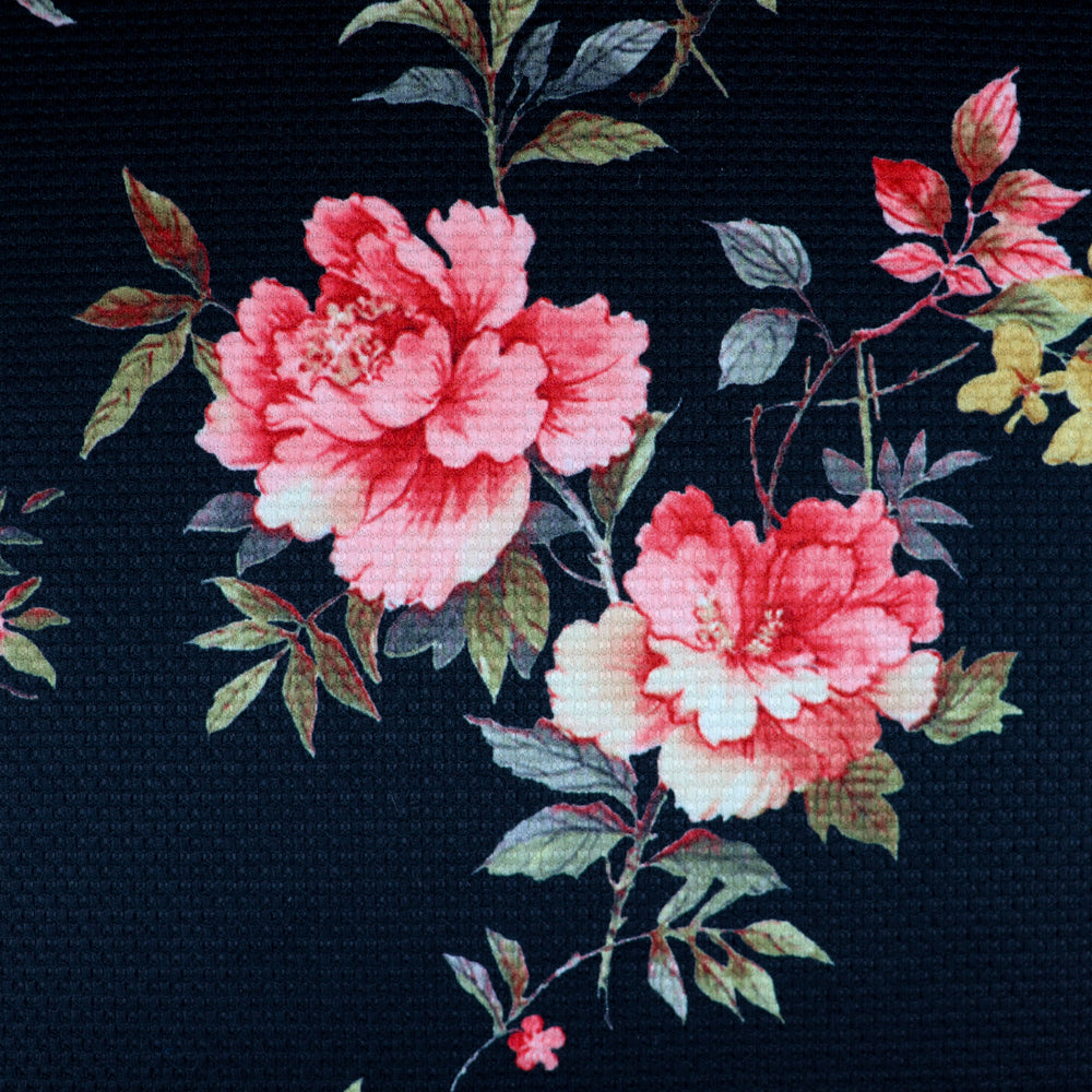 FS955 Black Floral Jacquard | Fabric | Fabric, fashion fabric, Floral, Jacquard, jersey, Purple, Sale, sewing, stretch, White | Fabric Styles