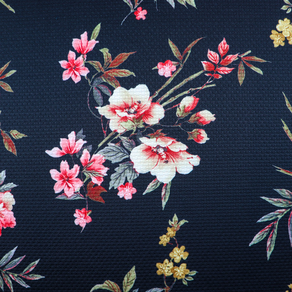FS955 Black Floral Jacquard | Fabric | Fabric, fashion fabric, Floral, Jacquard, jersey, Purple, Sale, sewing, stretch, White | Fabric Styles