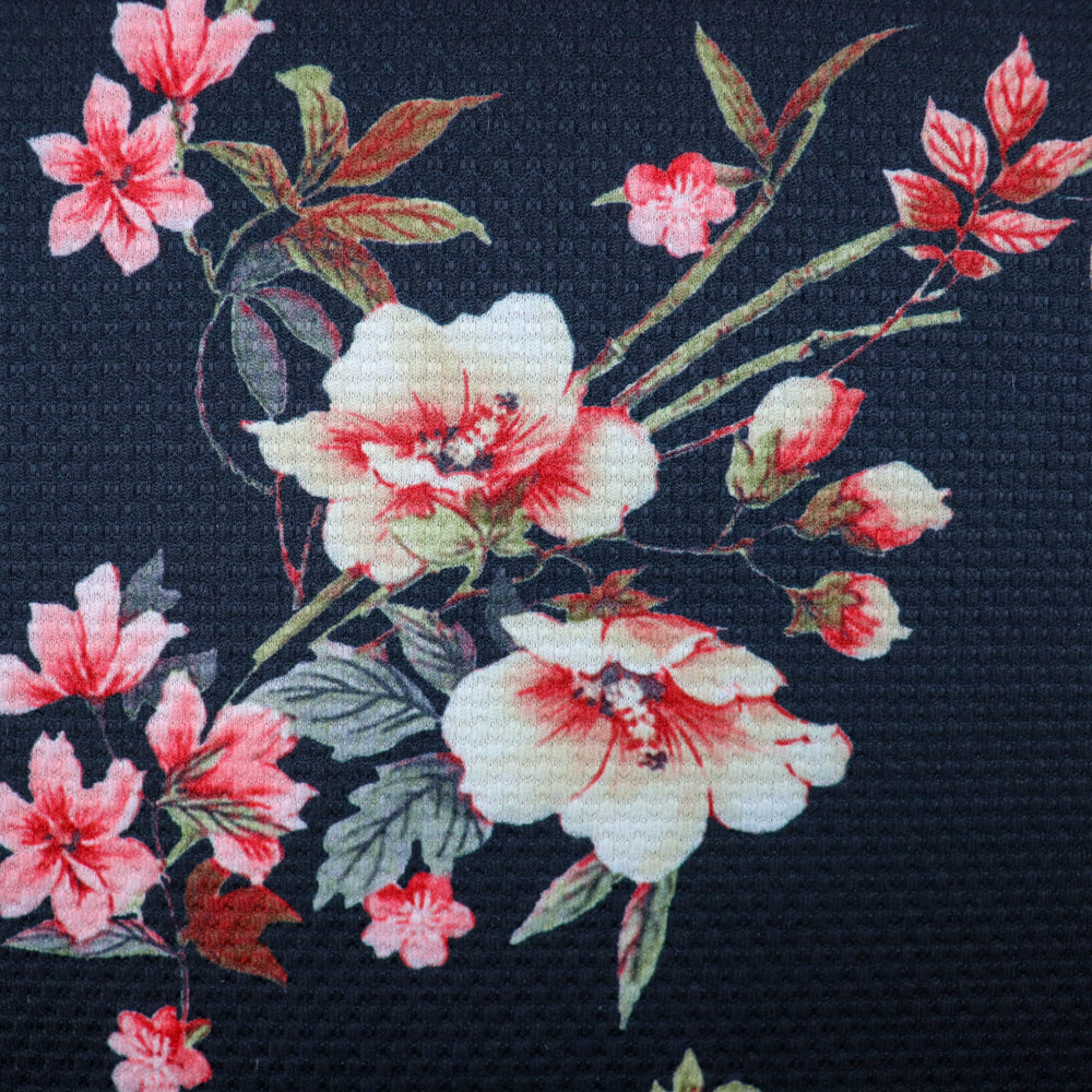 FS955 Black Floral Jacquard | Fabric | Fabric, fashion fabric, Floral, Jacquard, jersey, Purple, Sale, sewing, stretch, White | Fabric Styles