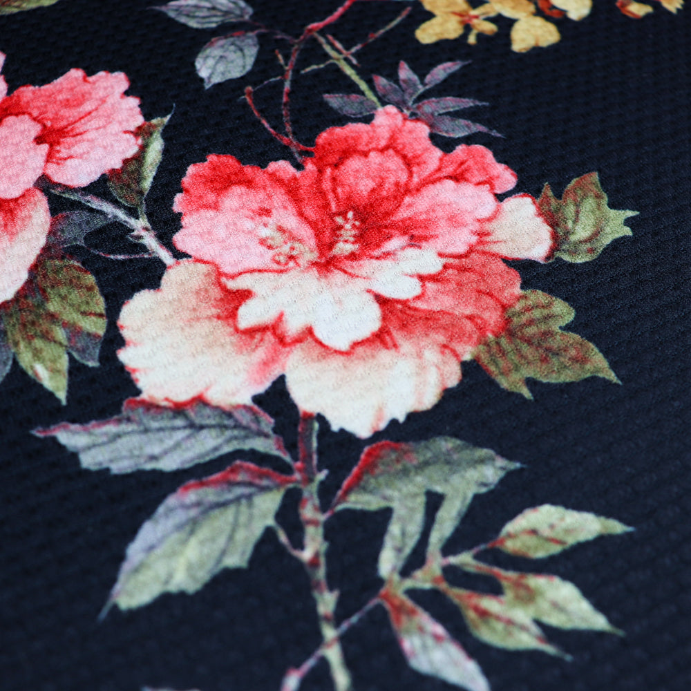 FS955 Black Floral Jacquard | Fabric | Fabric, fashion fabric, Floral, Jacquard, jersey, Purple, Sale, sewing, stretch, White | Fabric Styles