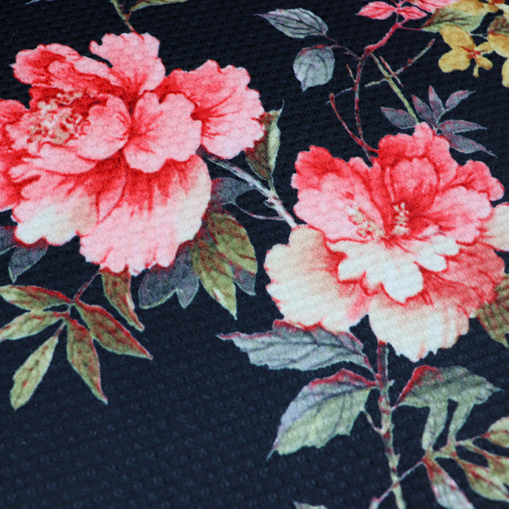 FS955 Black Floral Jacquard | Fabric | Fabric, fashion fabric, Floral, Jacquard, jersey, Purple, Sale, sewing, stretch, White | Fabric Styles