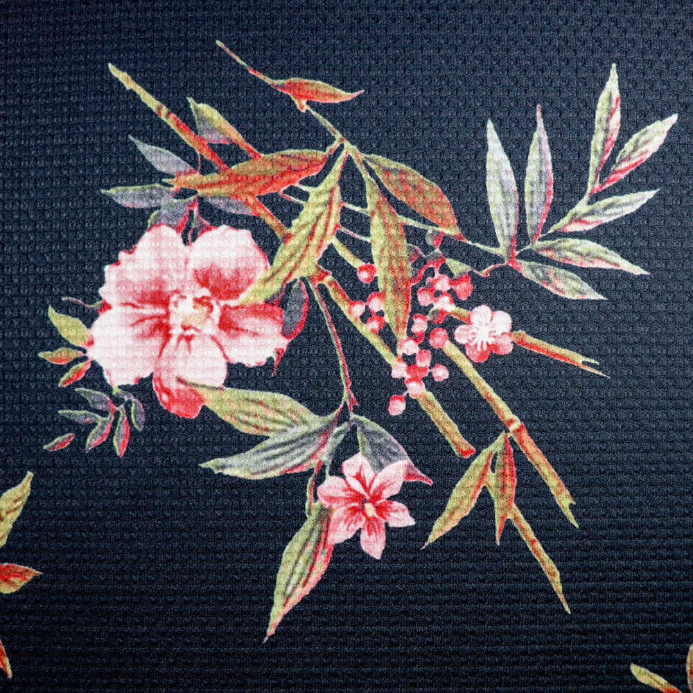 FS955 Black Floral Jacquard | Fabric | Fabric, fashion fabric, Floral, Jacquard, jersey, Purple, Sale, sewing, stretch, White | Fabric Styles