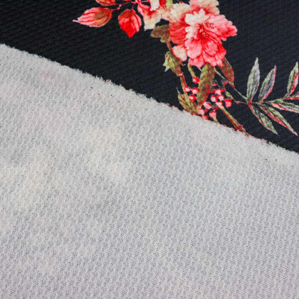 FS955 Black Floral Jacquard | Fabric | Fabric, fashion fabric, Floral, Jacquard, jersey, Purple, Sale, sewing, stretch, White | Fabric Styles