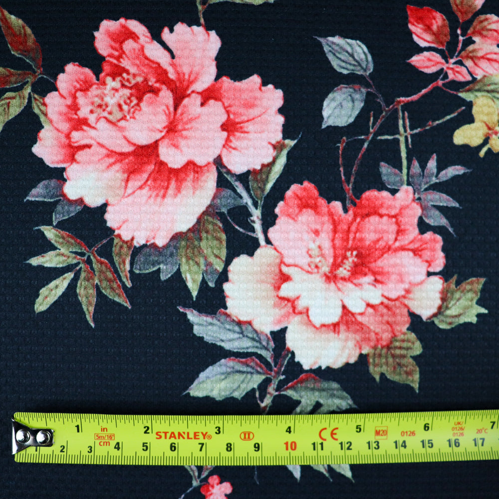 FS955 Black Floral Jacquard | Fabric | Fabric, fashion fabric, Floral, Jacquard, jersey, Purple, Sale, sewing, stretch, White | Fabric Styles