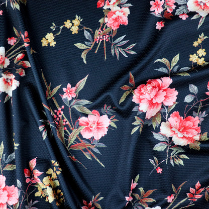 FS955 Black Floral Jacquard | Fabric | Fabric, fashion fabric, Floral, Jacquard, jersey, Purple, Sale, sewing, stretch, White | Fabric Styles