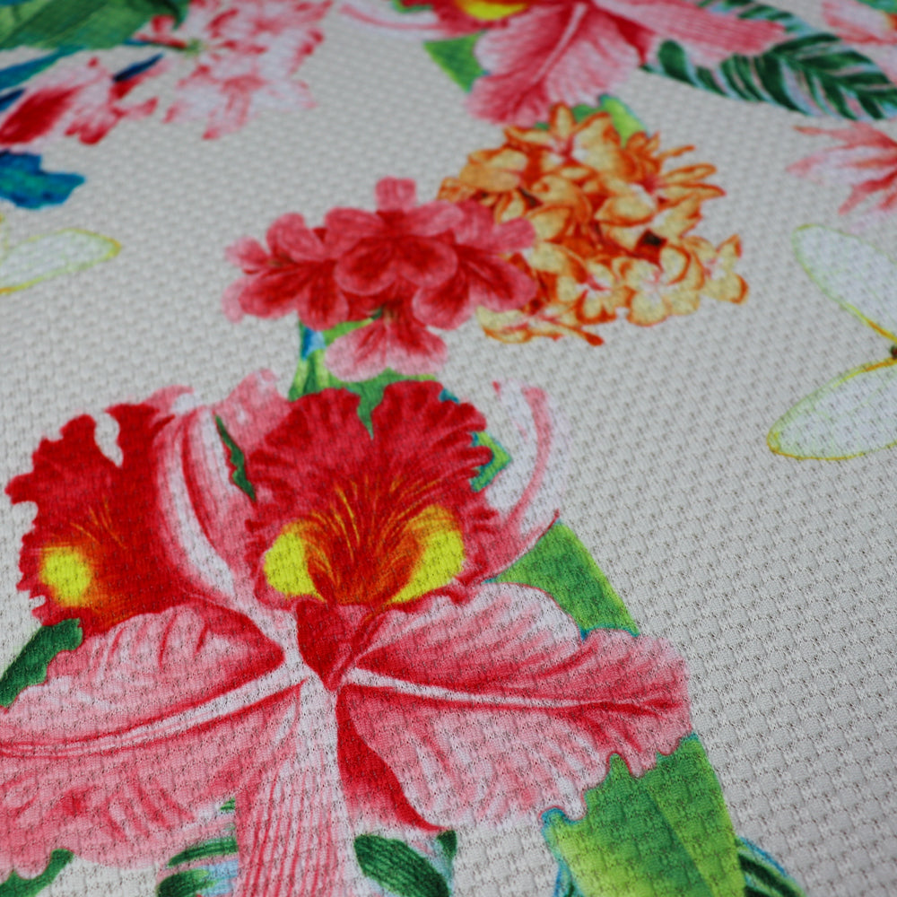 FS954 Lily Floral Jaquard | Fabric | Fabric, fashion fabric, Floral, Jacquard, jersey, Purple, Sale, sewing, stretch, White | Fabric Styles