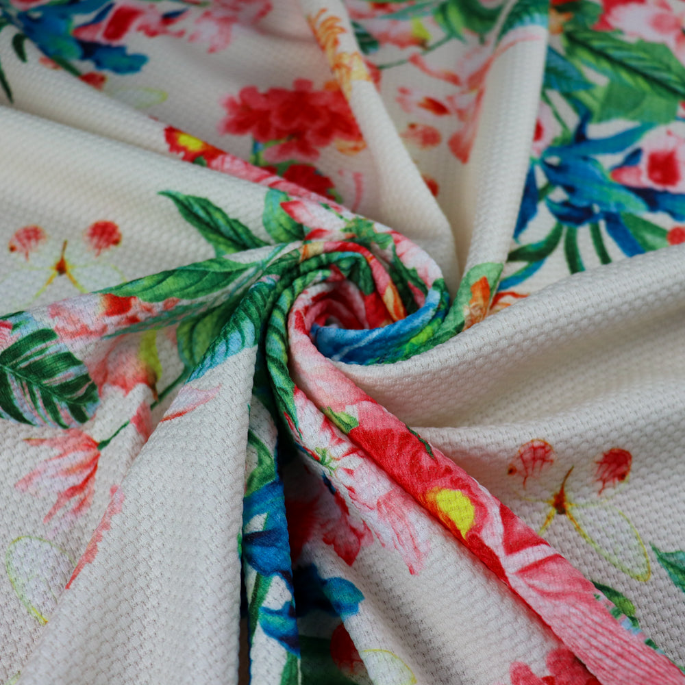 FS954 Lily Floral Jaquard | Fabric | Fabric, fashion fabric, Floral, Jacquard, jersey, Purple, Sale, sewing, stretch, White | Fabric Styles