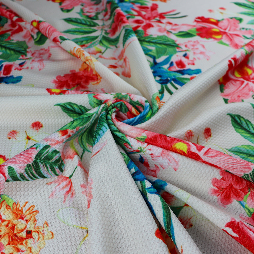 FS954 Lily Floral Jaquard | Fabric | Fabric, fashion fabric, Floral, Jacquard, jersey, Purple, Sale, sewing, stretch, White | Fabric Styles
