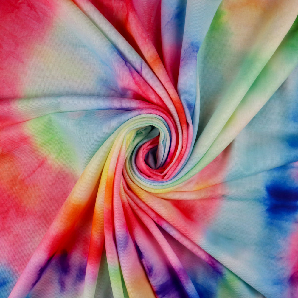 FS1042 Tie Dye Rainbow | Fabric | fabric, limited, polyester, rainbow, Sale, spun polyester, Spun Polyester Elastane, tie dye | Fabric Styles