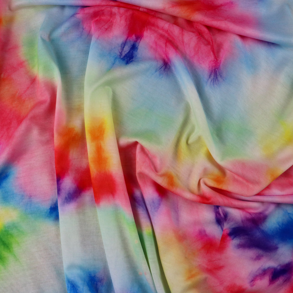 FS1042 Tie Dye Rainbow | Fabric | fabric, limited, polyester, rainbow, Sale, spun polyester, Spun Polyester Elastane, tie dye | Fabric Styles