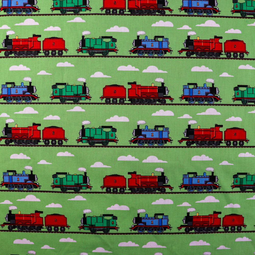 FS907_3 Thomas Train Track | Fabric | Brand, Branded, cartoon, Cartoon Network, Children, comic, comics, Cotton, Engine, Fabric, fashion fabric, Friends, hero, Kids, Light blue, logo, making, Tank, The, Thom, Thomas, Thomas & Friends, Thomas the tank engine, Train | Fabric Styles