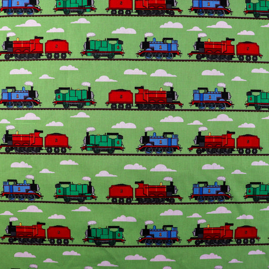 FS907_3 Thomas Train Track | Fabric | Brand, Branded, cartoon, Cartoon Network, Children, comic, comics, Cotton, Engine, Fabric, fashion fabric, Friends, hero, Kids, Light blue, logo, making, Tank, The, Thom, Thomas, Thomas & Friends, Thomas the tank engine, Train | Fabric Styles