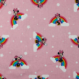 FS760_4 Disney Rainbow Minnie | Fabric | blue, Brand, Branded, Children, Cotton, Denim, Disney, drape, Fabric, fashion fabric, Kids, Letters, Light blue, Love, making, Mermaid, Mickey, Mickey mouse, Minnie, Minnie Mouse, Mouse, Pink, sewing, Skirt, Stripe | Fabric Styles