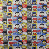 FS783_3 JL Heroes In Action DC | Fabric | batman, Blue, Brand, Branded, Children, comic, comics, Cotton, Cotton SALE, dc, drape, Fabric, fashion fabric, flash, hero, Kids, Light blue, logo, making, man, Navy, super, superhero, Superman | Fabric Styles