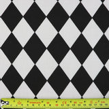 FS687_1 Harlequin | Fabric | Black, Check, drape, Fabric, fashion fabric, Harlequin, making, Poly, Poly Cotton, sewing, Skirt, Squares, Tartan, White | Fabric Styles