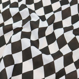 FS687_1 Harlequin | Fabric | Black, Check, drape, Fabric, fashion fabric, Harlequin, making, Poly, Poly Cotton, sewing, Skirt, Squares, Tartan, White | Fabric Styles