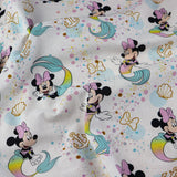 FS760_1 Disney Mermaid Minnie | Fabric | blue, Brand, Branded, Children, Cotton, Denim, Disney, drape, Fabric, fashion fabric, Kids, Light blue, making, Mermaid, Minnie, Minnie Mouse, Mouse, Pink, sewing, Skirt | Fabric Styles