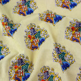 FS635_8 Harry Potter Watercolour Crests | Fabric | Characters, Children, Cotton, Fabric, FS635, Harry Potter, Hogwarts, Yellow | Fabric Styles