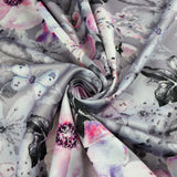 FS1004 Floral Bloom Scuba Stretch Knit Fabric Grey | Fabric | Bloom, fabric, floral, Flowers, grey, pink, scuba, Stretch | Fabric Styles