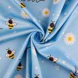 FS1007 Bee Lover Scuba Stretch Knit Fabric Baby Blue | Fabric | Bee, bees, daisies, daisy, fabric, floral, lover, scuba, Summer, Sun | Fabric Styles