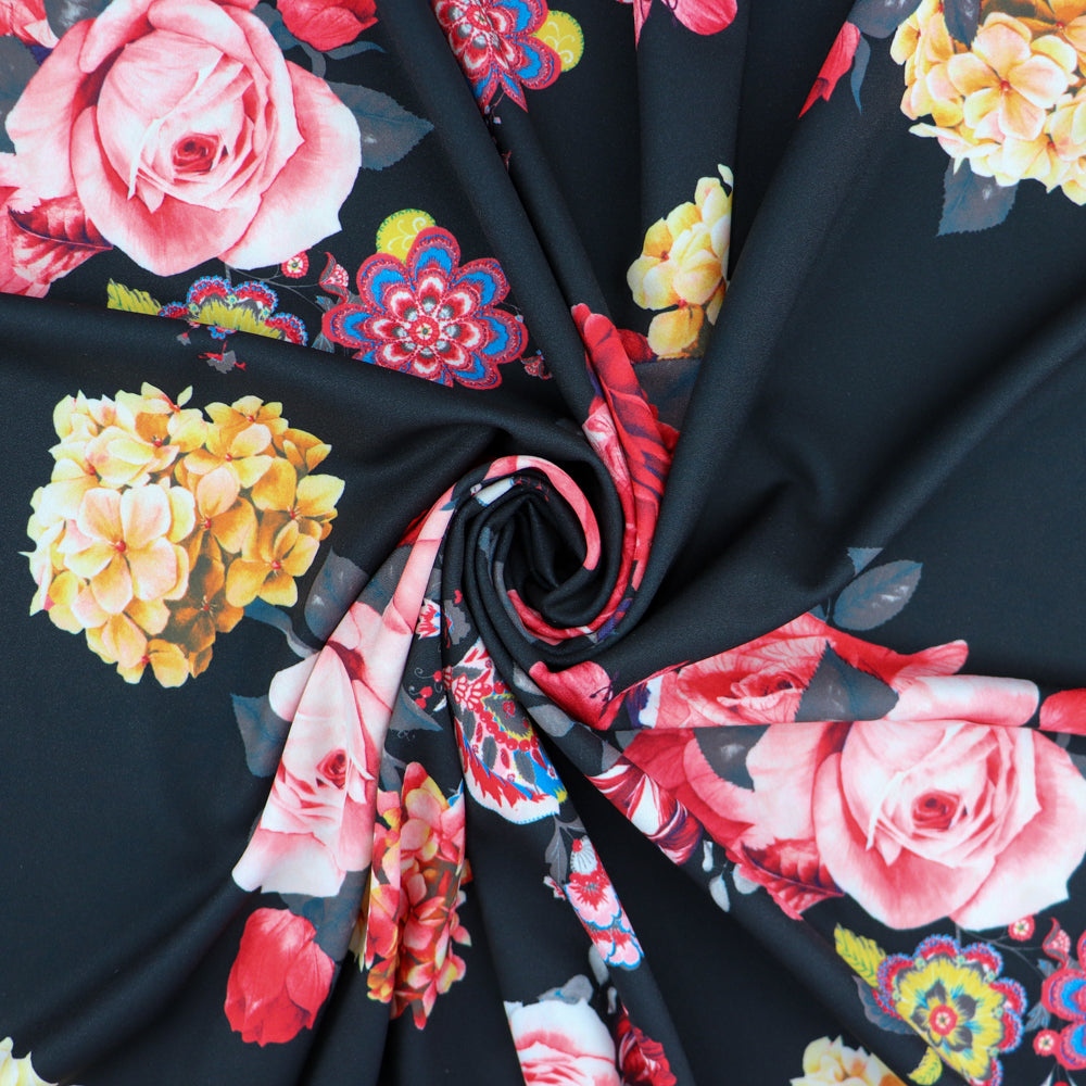 FS544 Floral | Fabric | drape, Fabric, fashion fabric, Floral, Flower, SALE, sewing, spun poly, Spun Polyester, Spun Polyester Elastane, Stretchy | Fabric Styles