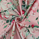 FS1033 Pink Rose Floral Scuba Stretch Knit Fabric Pink | Fabric | Butterfly, fabric, floral, flowers, pink, Poppies, Poppy, rose, roses, scuba, watercolour | Fabric Styles