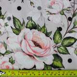 FS1010 Watercolour Blossoms Scuba Stretch Knit Fabric Light Grey | Fabric | fabric, floral, flowers, grey, pink, polka dots, rose, roses, scuba, spots, watercolour | Fabric Styles
