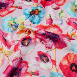 FS1009 Butterfly Poppies Scuba Stretch Knit Fabric Pink | Fabric | Butterfly, fabric, floral, flowers, pink, Poppies, Poppy, rose, roses, scuba, watercolour | Fabric Styles