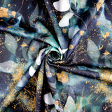 FS1014 Gold Dust Floral Scuba Stretch Knit Fabric Black Green | Fabric | Black, Dress, Dressmaking, fabric, gold, Green, multicolour, scuba, Stretch | Fabric Styles