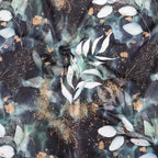 FS1014 Gold Dust Floral Scuba Stretch Knit Fabric Black Green | Fabric | Black, Dress, Dressmaking, fabric, gold, Green, multicolour, scuba, Stretch | Fabric Styles
