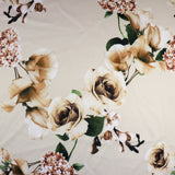 FS1029 Floral Stretch Knit Fabric Black Beige Dusty Pink | Fabric | drape, Fabric, fashion fabric, Floral, Flower, Flowers, Ivory, making, Pink, Rose, Scuba, sewing, Stretchy, White | Fabric Styles