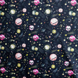 FS1016 Planets Cotton Fabric Black | Fabric | children, Cotton, drape, Fabric, fashion fabric, Galaxy, Kids, making, Planets, sewing, Shooting star, Skirt, star, Stars, Tools, Veg, vegetables | Fabric Styles