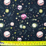 FS1016 Planets Cotton Fabric Black | Fabric | children, Cotton, drape, Fabric, fashion fabric, Galaxy, Kids, making, Planets, sewing, Shooting star, Skirt, star, Stars, Tools, Veg, vegetables | Fabric Styles