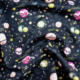 FS1016 Planets Cotton Fabric Black | Fabric | children, Cotton, drape, Fabric, fashion fabric, Galaxy, Kids, making, Planets, sewing, Shooting star, Skirt, star, Stars, Tools, Veg, vegetables | Fabric Styles