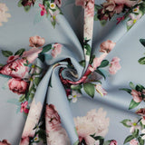 FS1151 Blue Blossom Floral Scuba Stretch Fabric | Fabric | Big Flowers, Blue, Fabric, Floral, Flower, Flowers, Scuba, Stretch, Stretchy | Fabric Styles