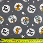 FS934_2 Tom and Jerry Circles & Stars | Fabric | blue, Brand, Branded, cartoon, Cotton, drape, Fabric, fashion fabric, Jerry, Light blue, making, Skirt, Tom, Tom & Jerry, Tom and Jerry | Fabric Styles