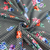 FS500 Gingham Floral | Fabric | drape, Fabric, fashion fabric, Floral, Flower, Gingham, Nude, Scuba, sewing, Stretchy | Fabric Styles